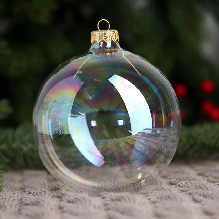 Шарик из стекла с подвесом, 10 см люстр перламутровый Шарик из стекла с подвесом, 10 см люстр перламутровый