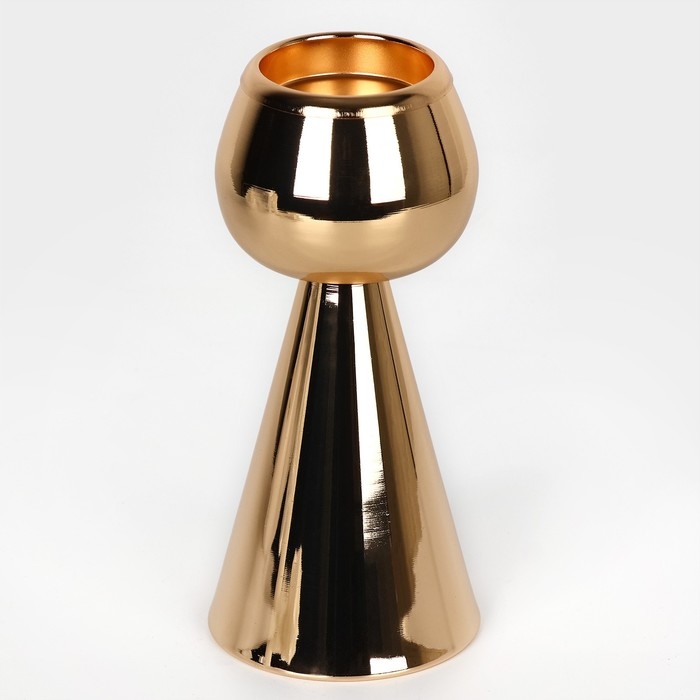 Подсвечник металл на 1 свечу «Гиацинт», цвет золото 8 х 8 х 19 см