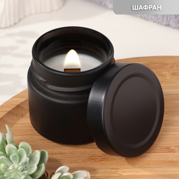 Свеча ароматическая из соевого воска в банке, 75 г,  Шафран ТМБ Свеча ароматическая из соевого воска в банке, 75 г,  Шафран ТМБ