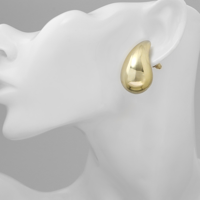 Серьги пластик «Капля» крупная, цвет золото Серьги пластик «Капля» крупная, цвет золото