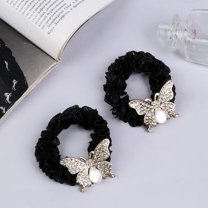 Резинка для волос Резинка для волос "Лавин" (набор 2 шт) бабочка, 4,5 см