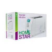 Тостер HOMESTAR HS-2014, 750Вт, 7 режимов прожарки, 2 тоста, бело-бирюзовый