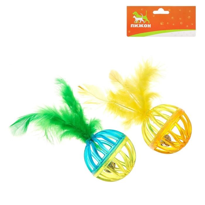 Набор из 2 шариков  Набор из 2 шариков "Завитушки с пером", каждый 4 см, микс цветов