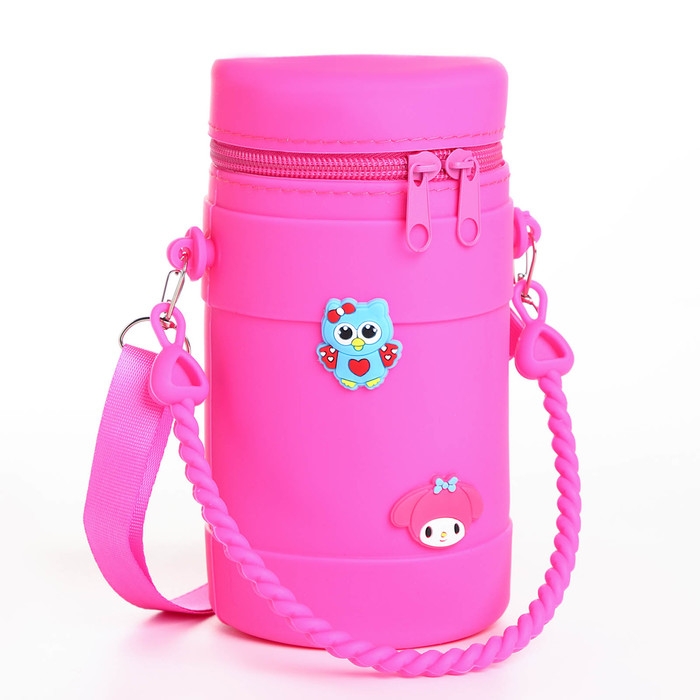 Сумка детская для девочки на молнии, наклейки МИКС, цвет малиновый