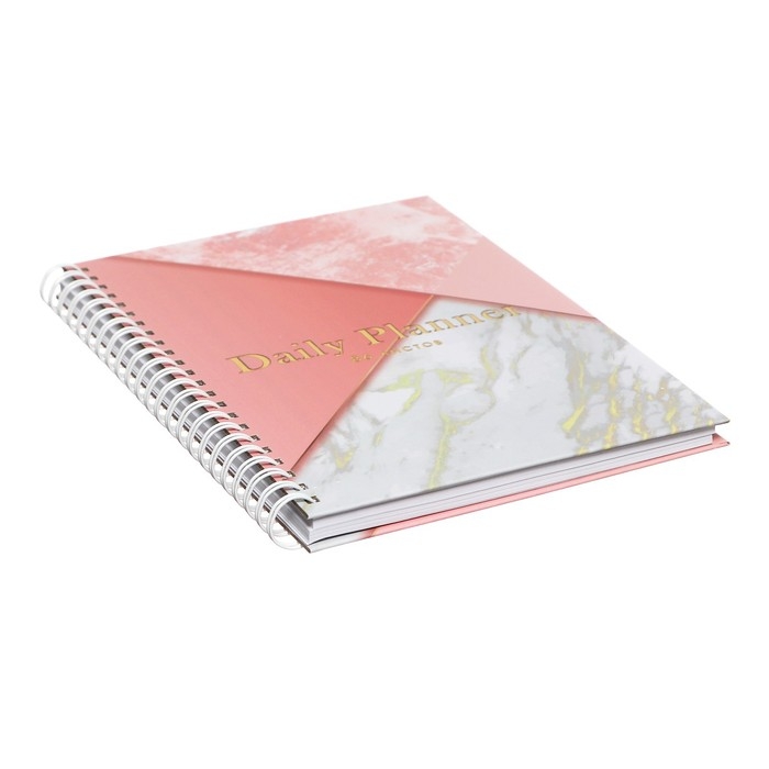 Еженедельник на гребне недатированный А5, 86 листов, картон 7БЦ, Еженедельник на гребне недатированный А5, 86 листов, картон 7БЦ, "Розовый мрамор", матовая ламинация, фольга