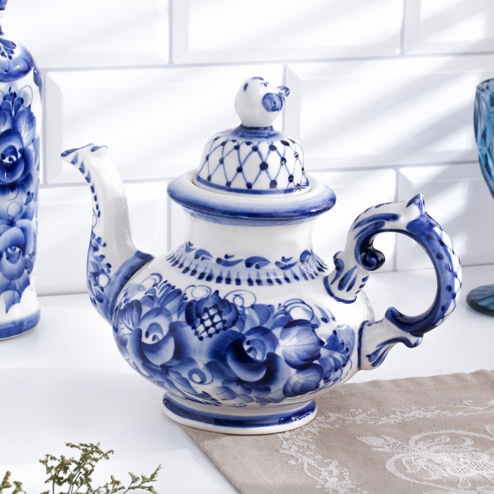 Чайник Чайник "Воробей", 26 х 21 см, гжель