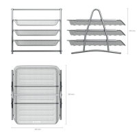 Лоток для бумаг горизонтальный 3-х уровневый ErichKrause Steel, сборный, металлическая сетка, серебристый