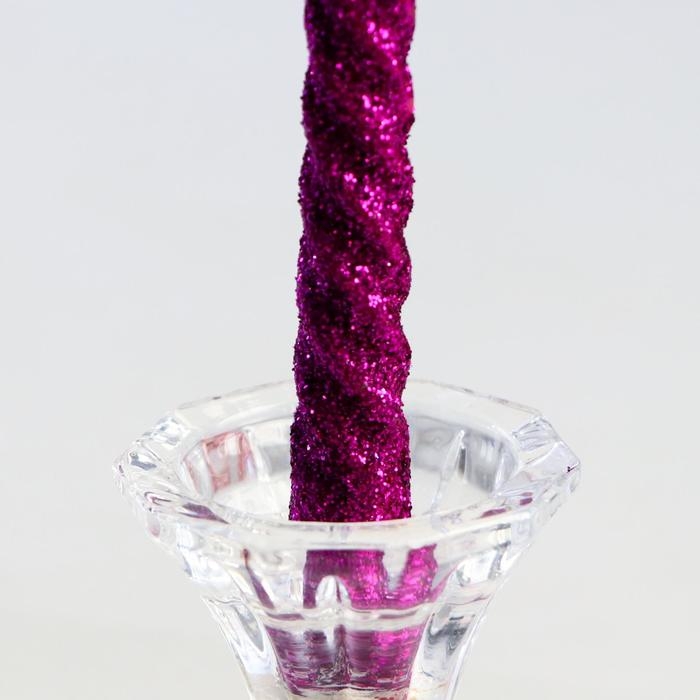 Набор свечей витых, 1,5х 15 см, 2 штуки, блестка, сиреневый Набор свечей витых, 1,5х 15 см, 2 штуки, блестка, сиреневый