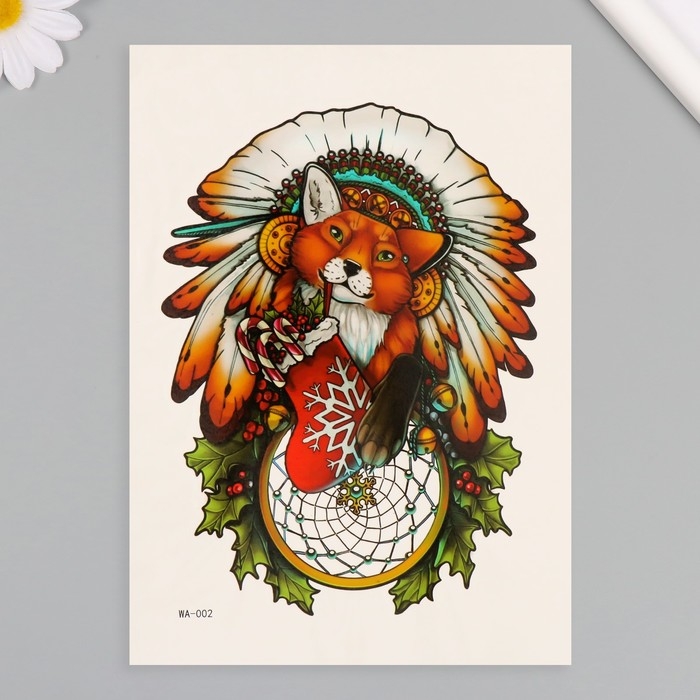 Татуировка на тело цветная Татуировка на тело цветная "Рождественская лиса" 26,1х14,6 см