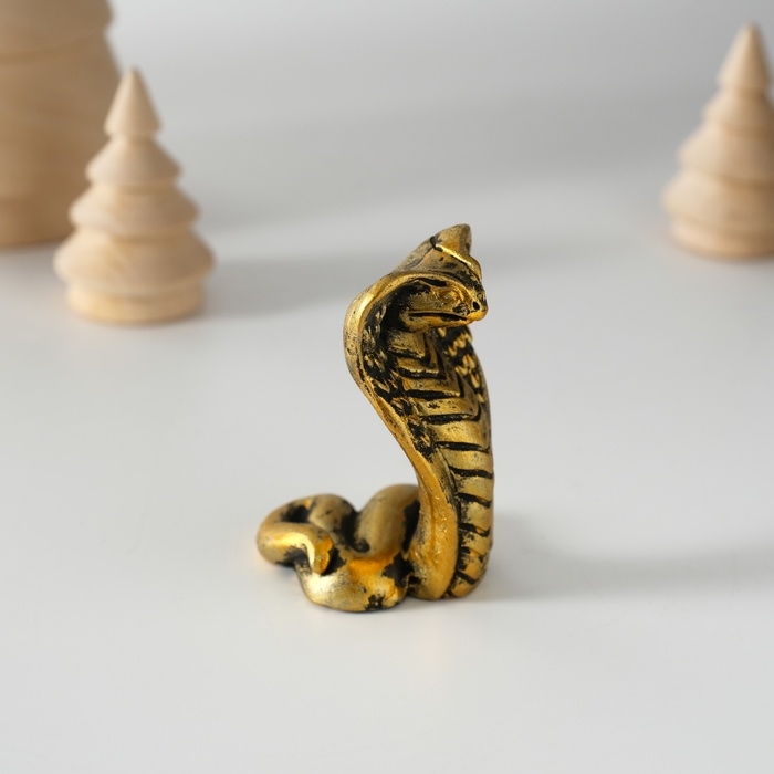 Сувенир полистоун Сувенир полистоун "Кобра королевская" чёрно-золотая 3,3х6 см