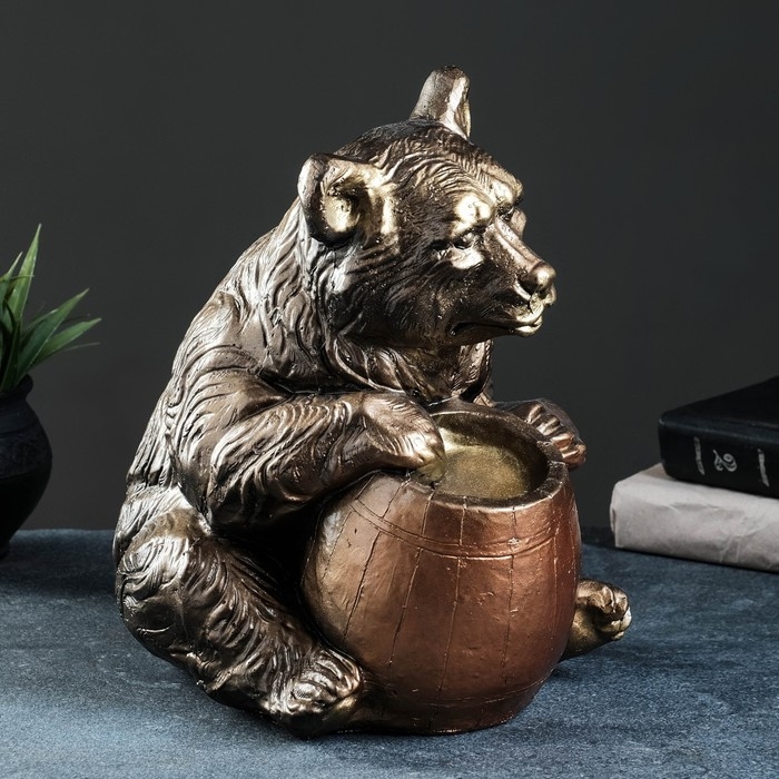 Копилка Копилка "Медведь с бочонком" бронза, 27х24х28см