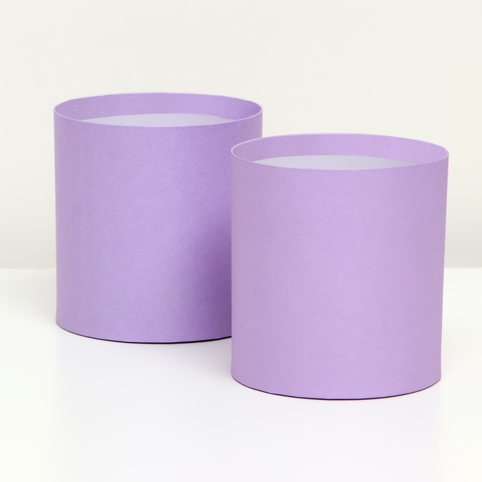 Набор круглых коробок 2в1 , Набор круглых коробок 2в1 ,"Сиреневый", без крышки, 10 х 10 х 10,5 см