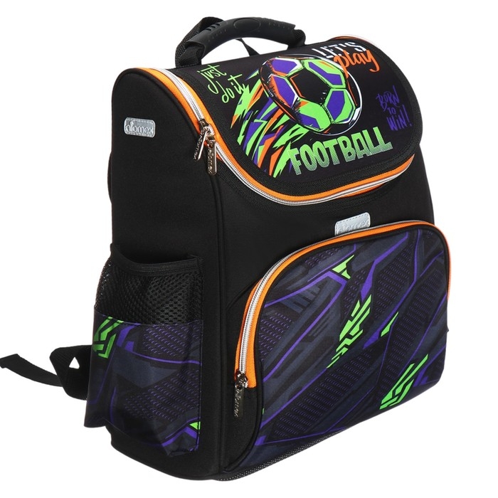 Ранец Стандарт 34 х 27 х 20 deVENTE Attomex Lite 14L, Football черный 7030416 Ранец Стандарт 34 х 27 х 20 deVENTE Attomex Lite 14L, Football черный 7030416