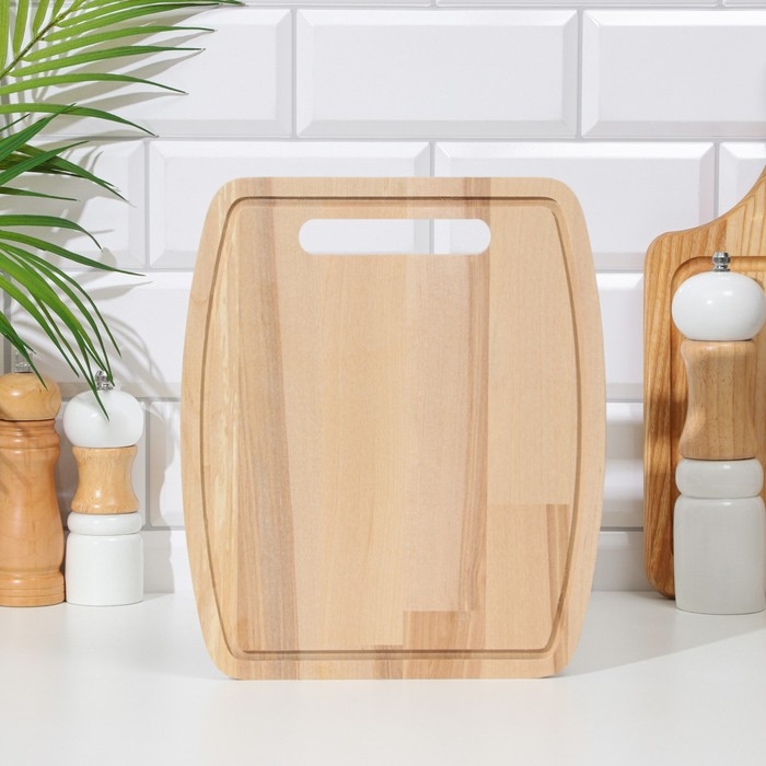 Доска разделочная деревянная с желобом 26х22х0,8 см береза Доска разделочная деревянная с желобом 26х22х0,8 см береза