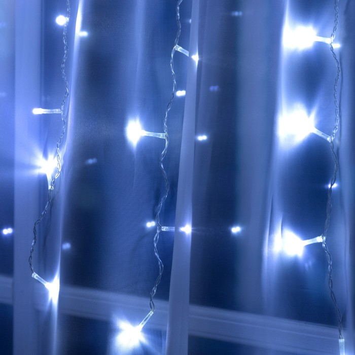 Гирлянда «Занавес» 1.5 × 1 м, IP20, прозрачная нить, 180 LED, свечение белое, 8 режимов, 220 В