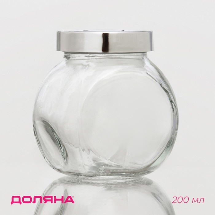 Банка стеклянная для хранения сыпучих продуктов Доляна «Блеск», 200 мл, 6×8,3 см, с пластиковой крышкой Банка стеклянная для хранения сыпучих продуктов Доляна «Блеск», 200 мл, 6×8,3 см, с пластиковой крышкой
