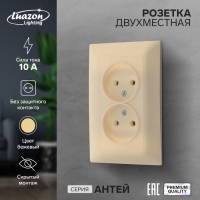 Розетка двухместная Luazon Lighting "Антей", 10 А, скрытая, без з/к, бежевая