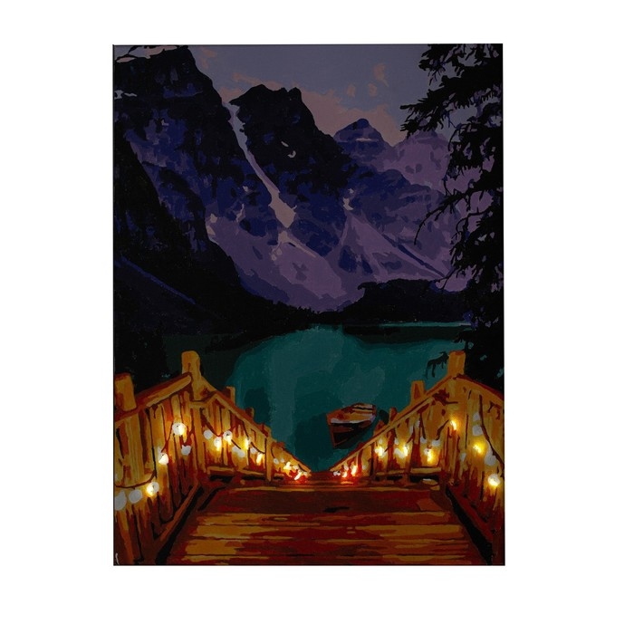 Картина по номерам на раме, с гирляндой «Озеро», 30х40 см Картина по номерам на раме, с гирляндой «Озеро», 30х40 см