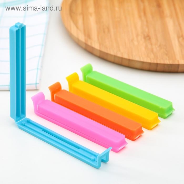 Зажимы для пакетов Доляна «Лёд», 10,5 см, 5 шт, цвет МИКС Зажимы для пакетов Доляна «Лёд», 10,5 см, 5 шт, цвет МИКС