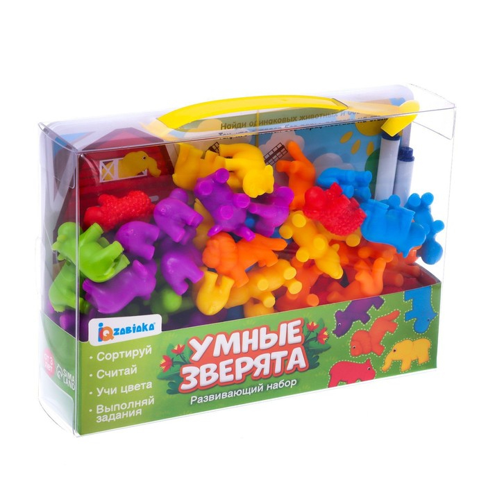 Развивающий набор «Умные зверята», сортер, задания на карточках, маркер Развивающий набор «Умные зверята», сортер, задания на карточках, маркер