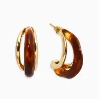 Серьги акрил "Стиль" полукольцо, цвет светло-кричневый в золоте