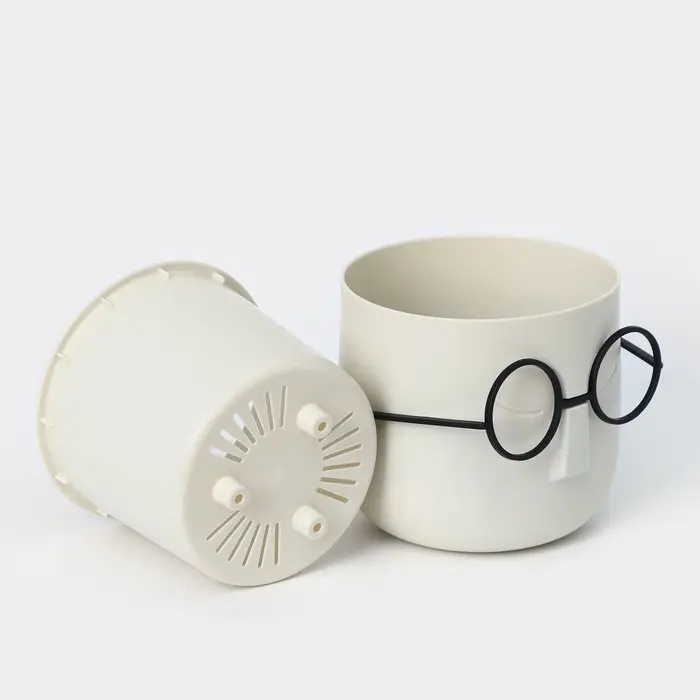 Кашпо для цветов со вставкой &laquo;Стив&raquo;, 650 мл, d=11.5 см, h=10.5 см, цвет белый ротанг