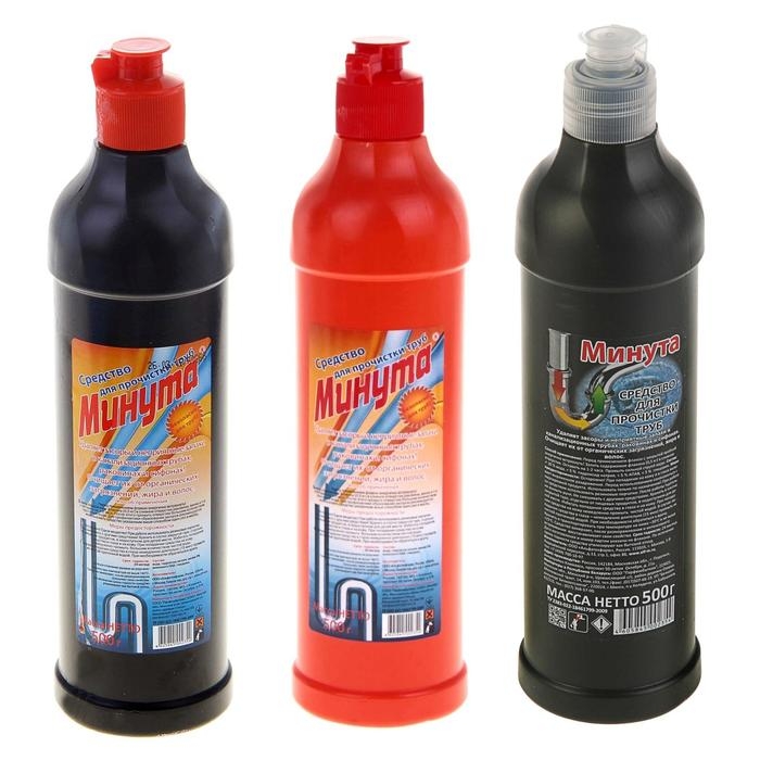 Средство для прочистки труб  Средство для прочистки труб "Минута", 0,5 л