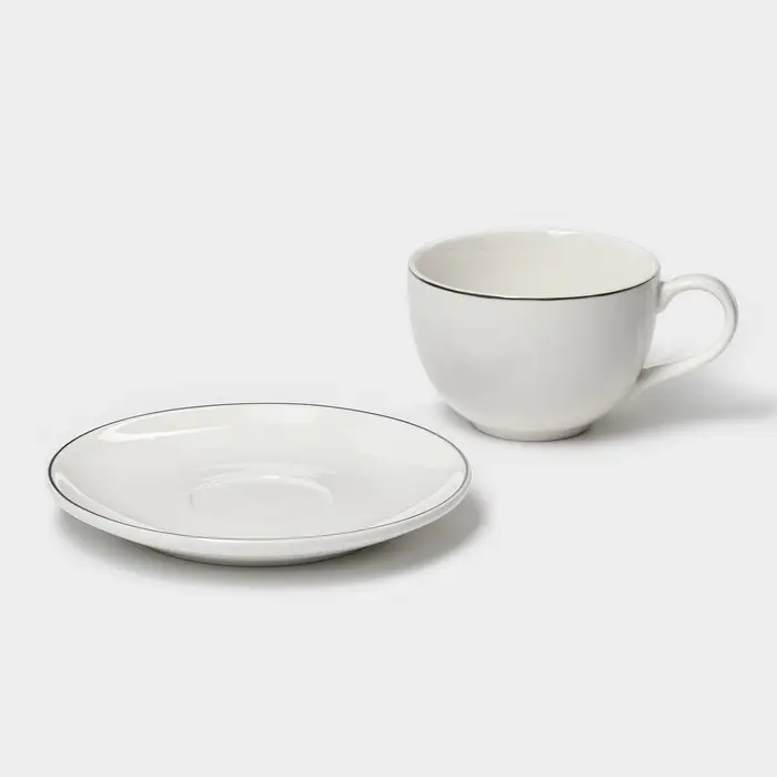 Чайная пара фарфоровая Magistro La Perle, 2 предмета: чашка 230 мл, блюдце d=15 см, цвет белый Чайная пара фарфоровая Magistro La Perle, 2 предмета: чашка 230 мл, блюдце d=15 см, цвет белый