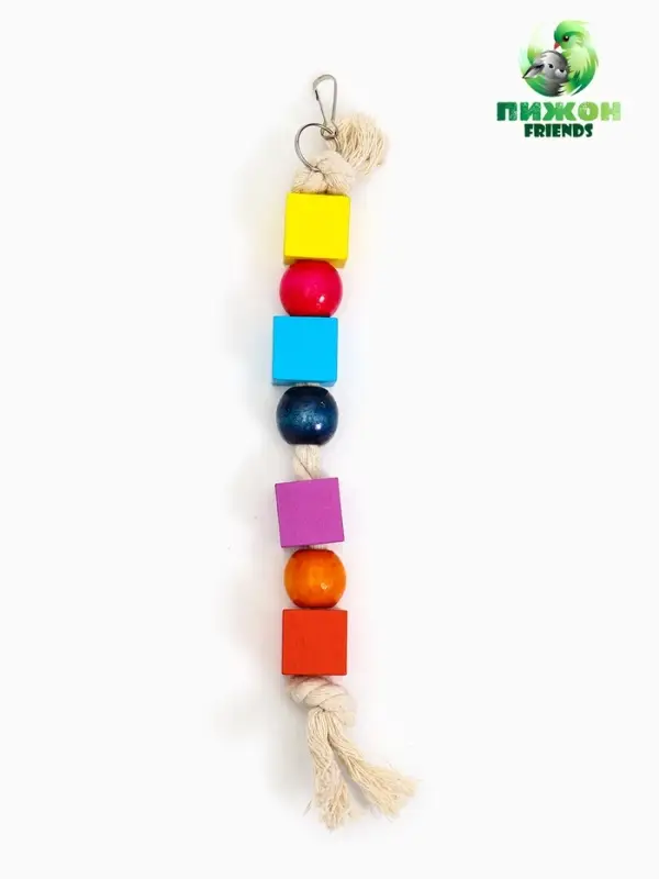 Игрушка для птиц "Кубики", 25 х 3 см, микс цветов
