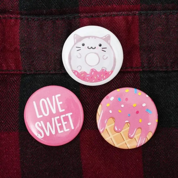 Набор значков «Пончик» 3 шт, d=25мм. Набор значков «Пончик» 3 шт, d=25мм.