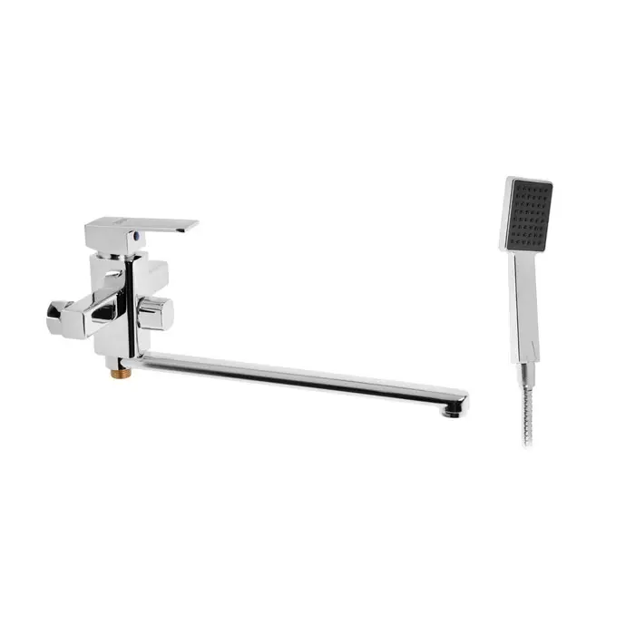 Смеситель для ванны ZEIN ZC2050, излив 27 см, картридж 35 мм, с душевым набором, хром