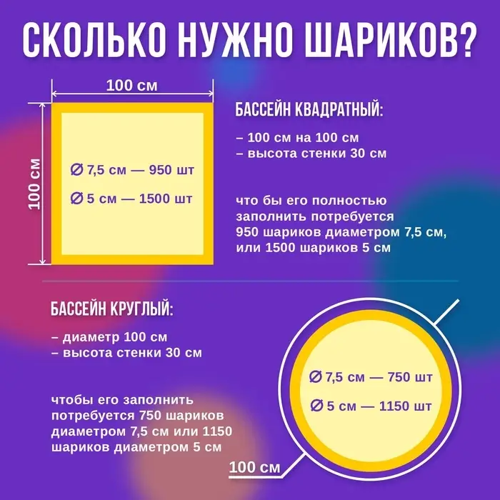 Шарики для сухого бассейна с рисунком, диаметр шара 7.5 см, набор 90 штук, разноцветные