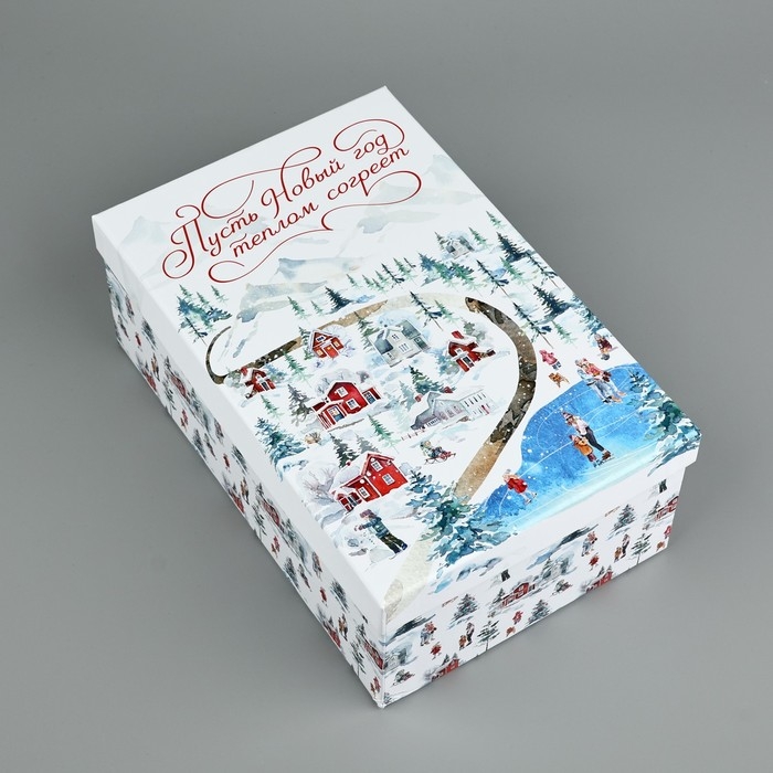 Коробка подарочная «Новогодняя акварель», 26 х 17 х 10 см, Новый год Коробка подарочная «Новогодняя акварель», 26 х 17 х 10 см, Новый год