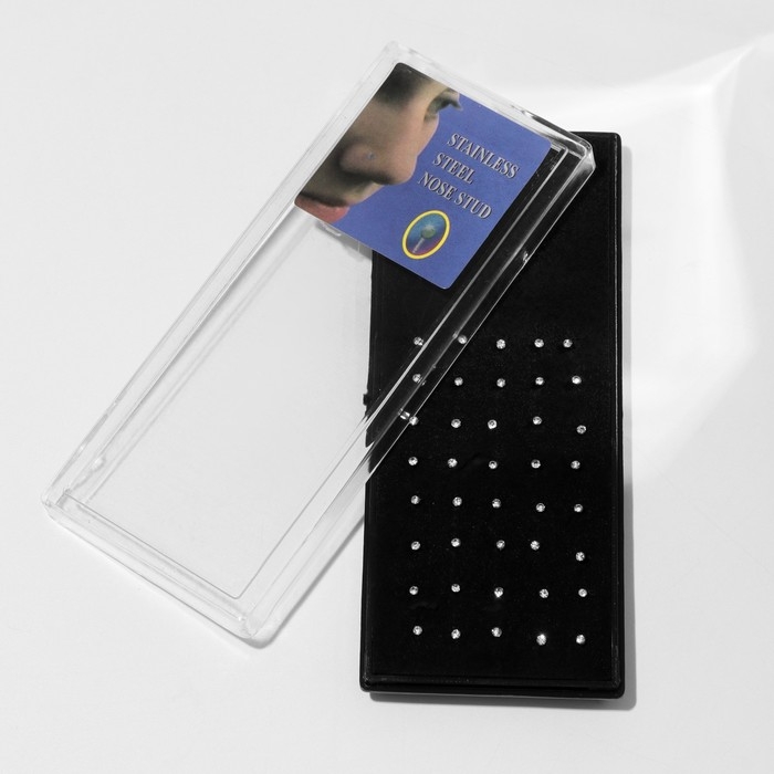 Пирсинг в нос прямой, набор 40 шт., L=10 мм, цвет белый в серебре Пирсинг в нос прямой, набор 40 шт., L=10 мм, цвет белый в серебре