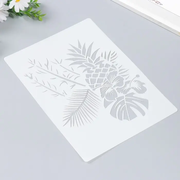 Трафарет пластик Трафарет пластик "Ананас и пальмовые листья" 29,7х21 см