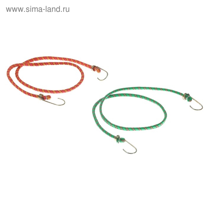 Резинка для крепления багажа TORSO, 100 см, d8 мм, металлические крючки, МИКС, набор 2 шт Резинка для крепления багажа TORSO, 100 см, d8 мм, металлические крючки, МИКС, набор 2 шт