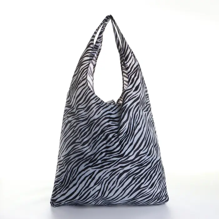Сумка хозяйственная &laquo;Зебра&raquo; на кнопке, складная, чёрная, белая