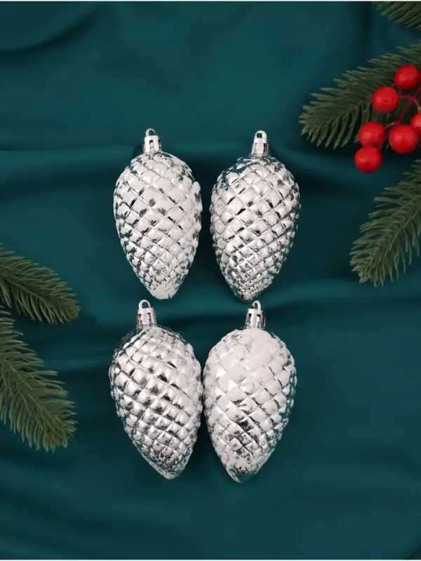 Ёлочные игрушки 4 шт. &laquo;Снежная шишка&raquo; 7&times;4.5 см