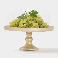 Блюдо для торта &laquo;Кувшинка&raquo;, d=21 см, на ножке, стекло, золотистое