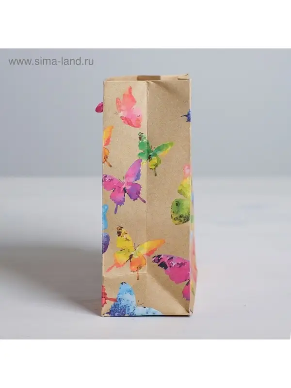 Пакет подарочный крафтовый, упаковка, &laquo;Бабочки&raquo;, ML 23&times;27&times;11.5 см