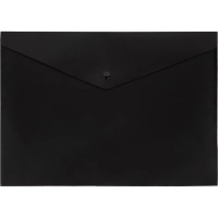 Папка-конверт на кнопке Attache А4, пл 180 мкм, 10шт/уп, черная непрозр