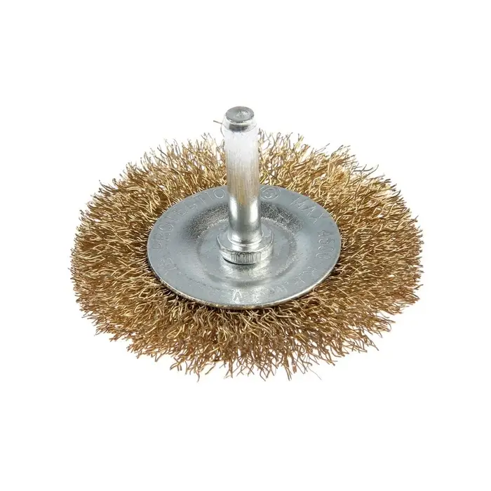 Щетка металлическая для дрели ТУНДРА, со шпилькой, плоская, 65 мм Щетка металлическая для дрели ТУНДРА, со шпилькой, плоская, 65 мм