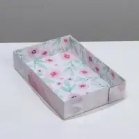 Кондитерская упаковка, коробка для макарун с PVC крышкой, «Весенний подарок», 18 х 12 х 3.5 см