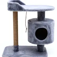 Комплекс для кошек с когтеточкой, 58&times;38&times;70 см, с лежанкой, джут, серый