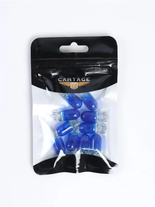Галогенная лампа для авто Cartage BLUE, T10, W5W, 12 В, 5 Вт, набор 10 шт.