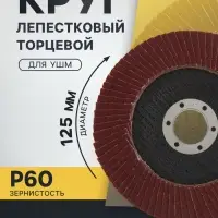Круг лепестковый торцевой конический ТУНДРА, 125&times;22 мм, Р60