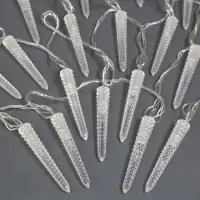 Гирлянда &laquo;Нить&raquo; 5 м с насадками &laquo;Сосульки граненые&raquo;, IP20, прозрачная нить, 20 LED, свечение мульти (RG/RB), мигание, 220 В