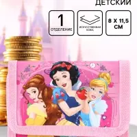 Кошелек детский на липучке &laquo;Принцессы&raquo; розовый 9&times;9&times;1
