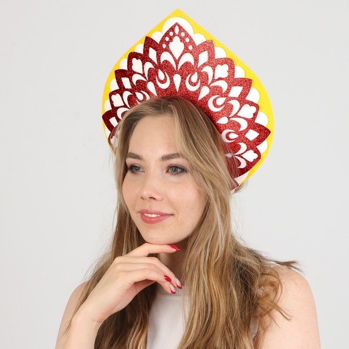 Кокошник карнавальный «Варвара-краса» из фетра, с блёстками Кокошник карнавальный «Варвара-краса» из фетра, с блёстками