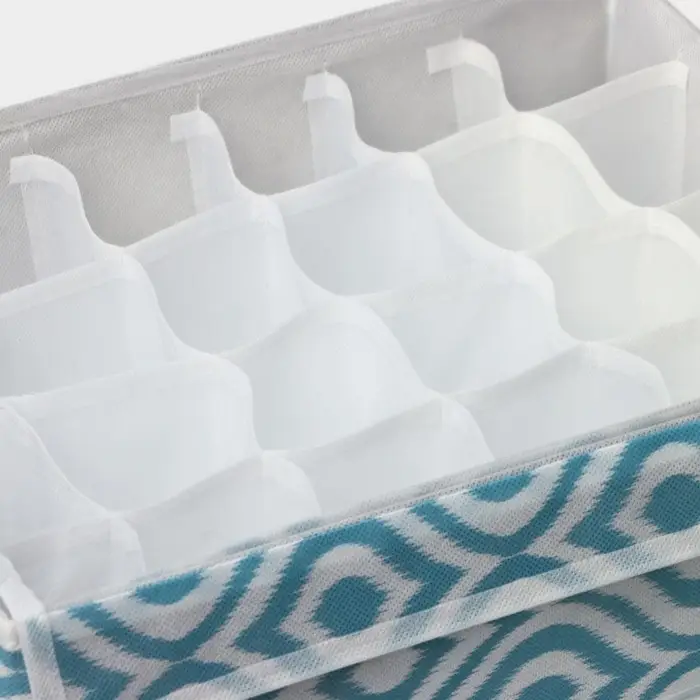 Органайзер для хранения белья Доляна &laquo;Лагуна&raquo;, 24 ячейки, с прозрачной крышкой, 38&times;30&times;10 см, бирюзовый